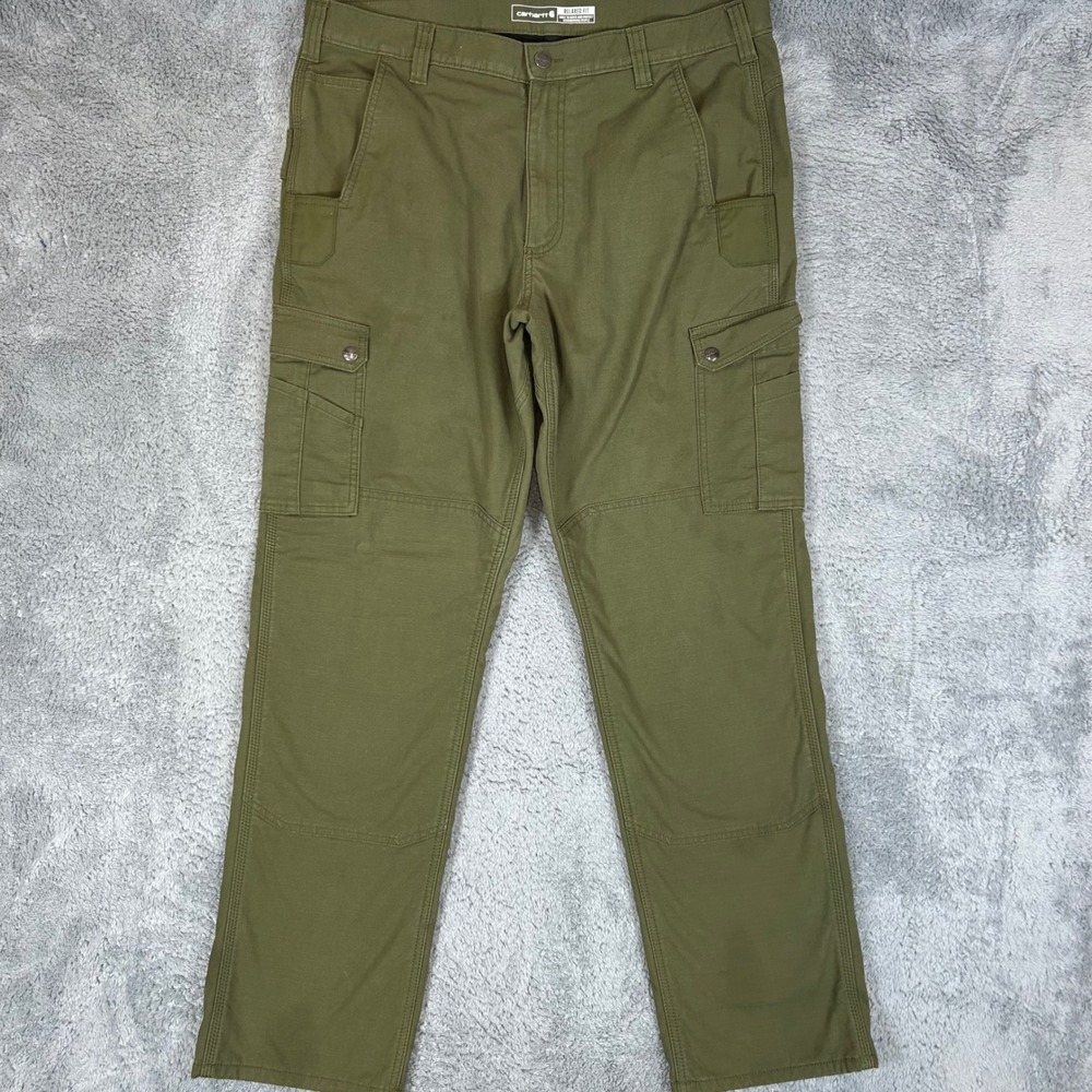 Carhartt Mens Relaxed Fit Fleece Lined Cargo Pants Olive Green 38x33 BN5491-M